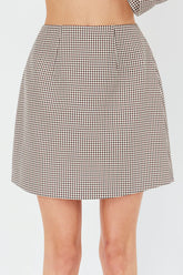 Jozie A-Line Skirt Plaid Brown