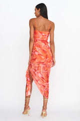 Your Destiny Ruched Asymmetrical Hem Dress Orange