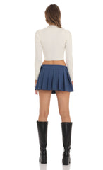 Ribbed Cutout Mock Neck Top in Ivory