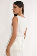 Maribelis Button Front Top White