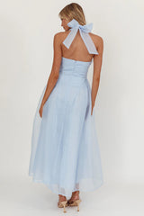 Elvera Rose Bust Halter Midi Dress Blue