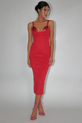 La Bellevilloise Sequin Bust Midi Dress Red
