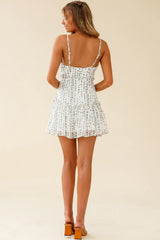 Take A Picture Molded Bust Fluted Hem Dress Floral Print White