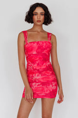 Daydreaming Ruched Mini Dress Floral Pink