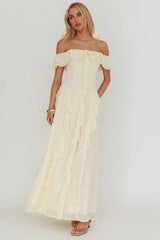 Scarlet Off-Shoulder Ruffle Trim Maxi Dress Butter
