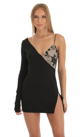 Asymmetrical Crepe Dress in Black