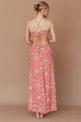 Amorcito Cut-Out Waist Midi Dress Floral Red