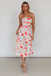 Halia One-Shoulder A-Line Midi Dress Floral Pink