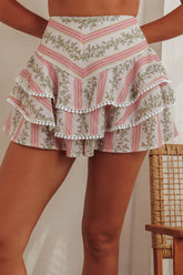 Wild And Free Tiered Ruffle Skorts Floral Natural