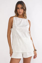 Honeykiss Tie Side Top White
