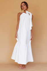 Cruise Shoulder Tie Maxi Dress White