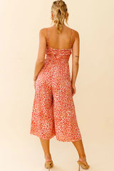 Weekend Escape Cami Strap Drawstring Jumpsuit Animal Print Orange