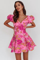 Perfect Match Puff Sleeve Low Back Mini Dress Pink