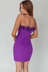 Lovett Frill Neckline Mini Dress Purple