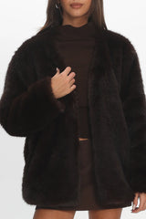 By The Fire Faux Fur Coat Chocolate