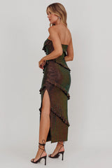 Metrics Strapless Frill Maxi Dress Black