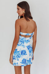 Sorbet Strapless Mini Dress Blue