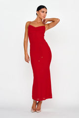 Teava Laced Waist Maxi Dress Red