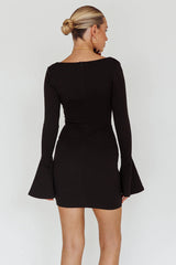 Maris Flared Cuff Mini Dress Black
