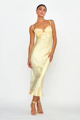Fortune Lace Trim Bust Tie Midi Dress Butter