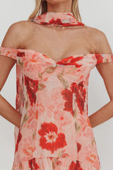 Kaycee Drop Waist Maxi Dress Floral Red