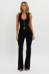 Nikia Zip Front Top Black