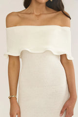 Rayna Off-Shoulder Midi Dress Ivory
