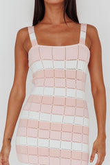 Chase The Sunrise Knit Midi Dress Striped Pink