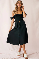 Matisse Off-Shoulder Placket Dress Black