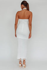Mari Halterneck Midi Dress White