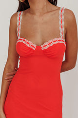 Girl Power Lace Strap Maxi Dress Red