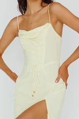 Ryanna Laced Bodice Split Midi Dress Yellow
