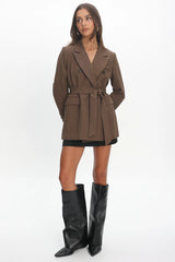 Adrianna Notch Lapel Blazer Chocolate