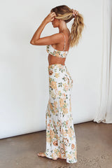 The Moment Cami Strap Crop Top Floral White