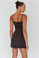 Izolda Floral Applique Mini Dress Black