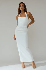 Fire Of Stars Halterneck Bodycon Maxi Dress White