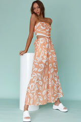 Randi Tie-Back Top Leaf Print Mango