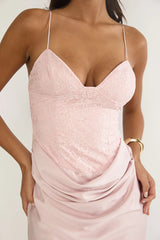 Faelis Draped Waist Maxi Dress Pink