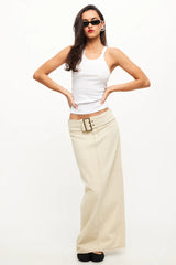 LIONESS Uma Denim Midi Skirt Ecru