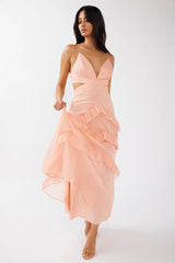 Joss Ruffle Trim Cut-Out Dress Rose