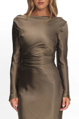 Loveland Cowl Back Midi Dress Olive