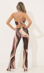 Three Piece Set in Brown Swirl