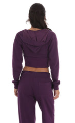 Cropped Pointed Hoodie in Purple