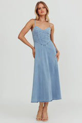 Comet A-Line Midi Dress Light Denim
