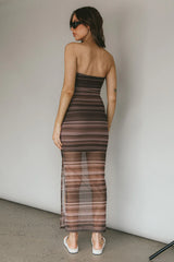 Island Life Strapless Maxi Dress Brown