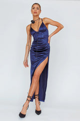 Cierra Thigh Split Maxi Dress Navy