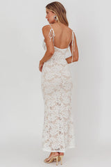 Melting Lace Maxi Dress White