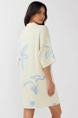 Nalani Button Up Knit Dress Lemon/Baby Blue