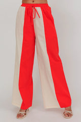 Dream Girl Contrast Wide Leg Pant Tomato Red