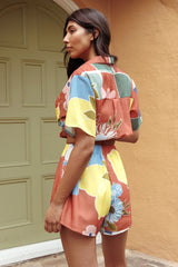 Swing Of Things Elastic Waist Shorts Citrus Terracotta